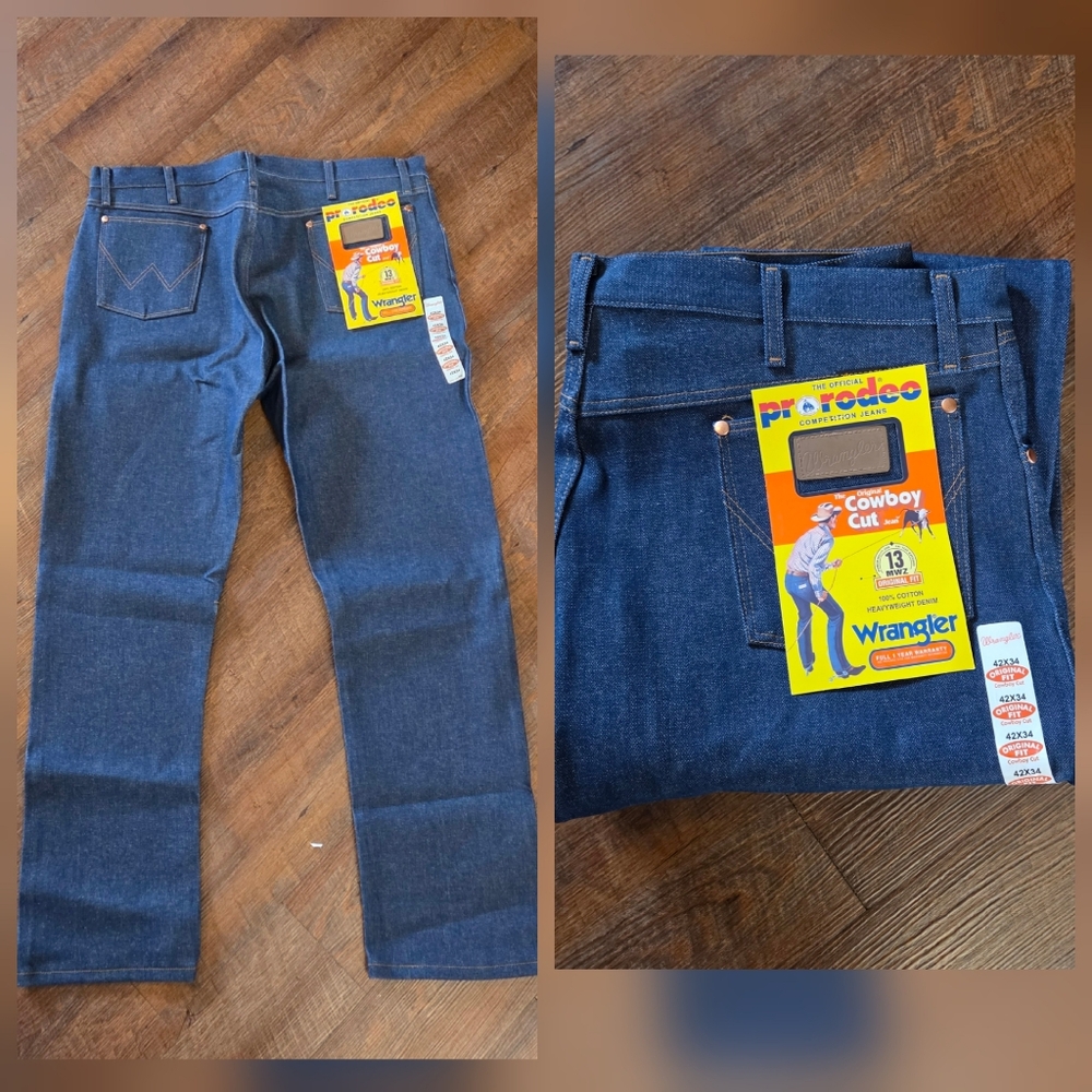 Vintage NOS Wrangler 13MWZ Mens Pro Rodeo Jeans Denim Blue 42W 34L  Cowboy Cut